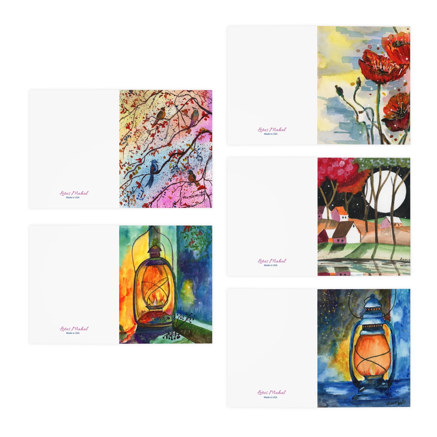 Bonanza Watercolor Greeting Cards - 5 Design Set