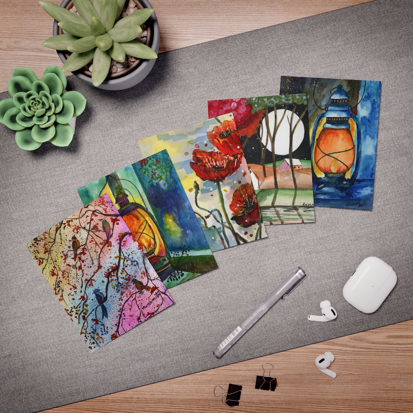 Bonanza Watercolor Greeting Cards - 5 Design Set