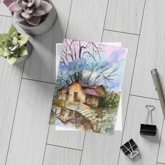 Cottage Reflections Watercolor Postcard