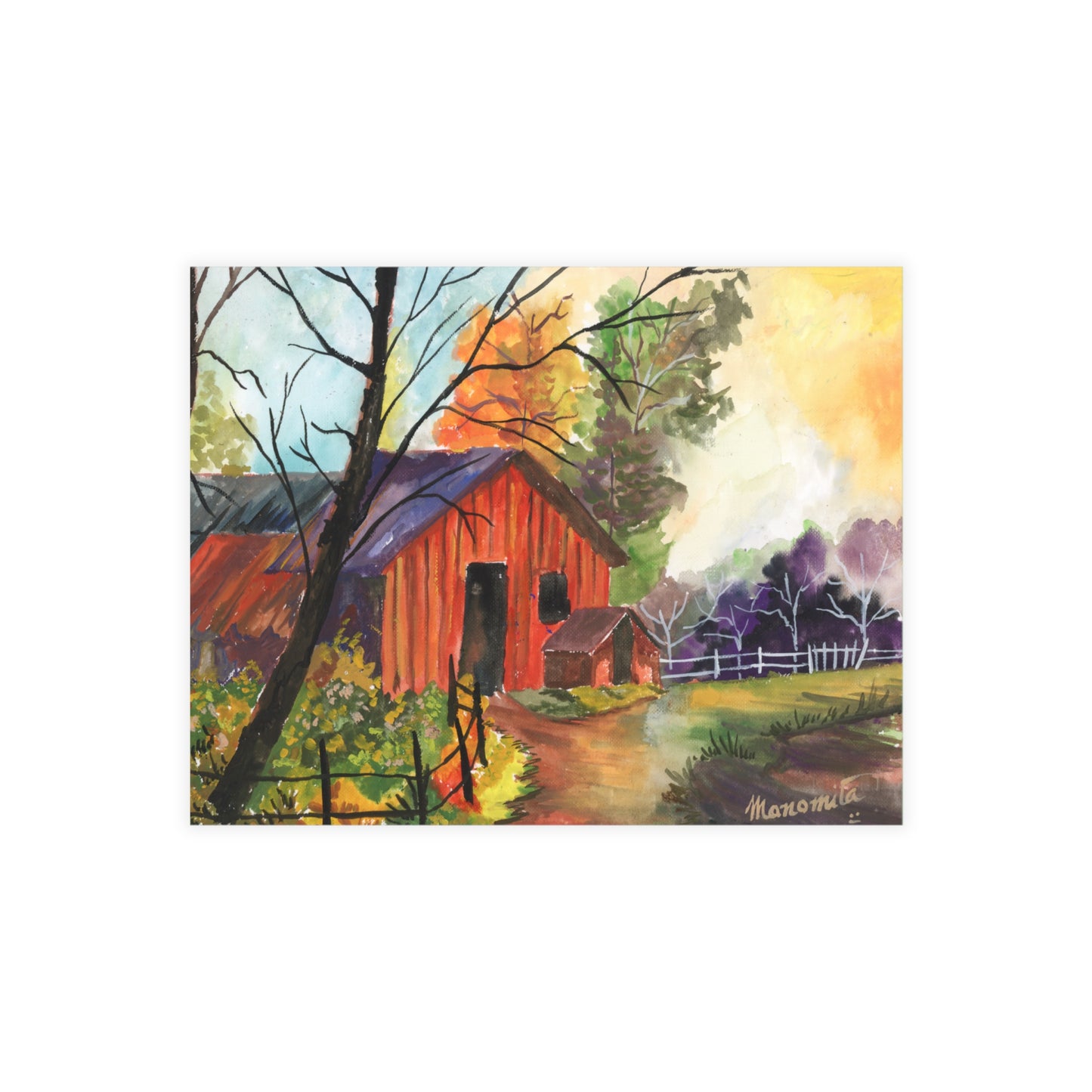 Oh Barn! Slow Life Watercolor Print Postcard