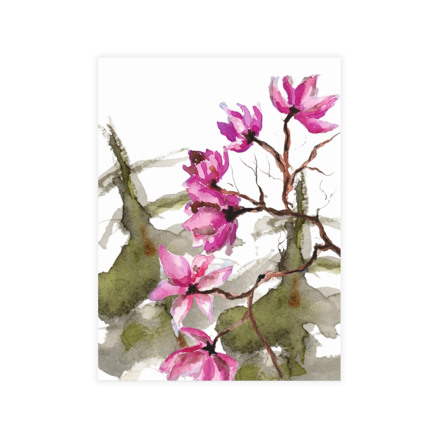 Christmas Blossom Watercolor Postcard