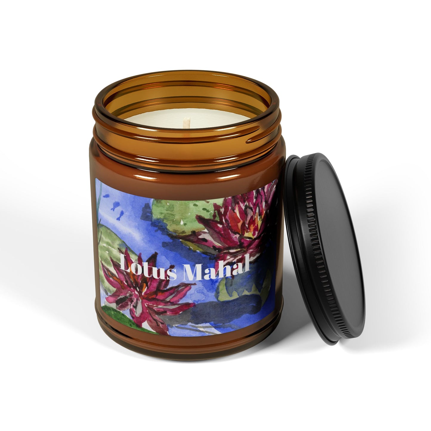 Lotus Mahal Soy Candle in Amber Jar