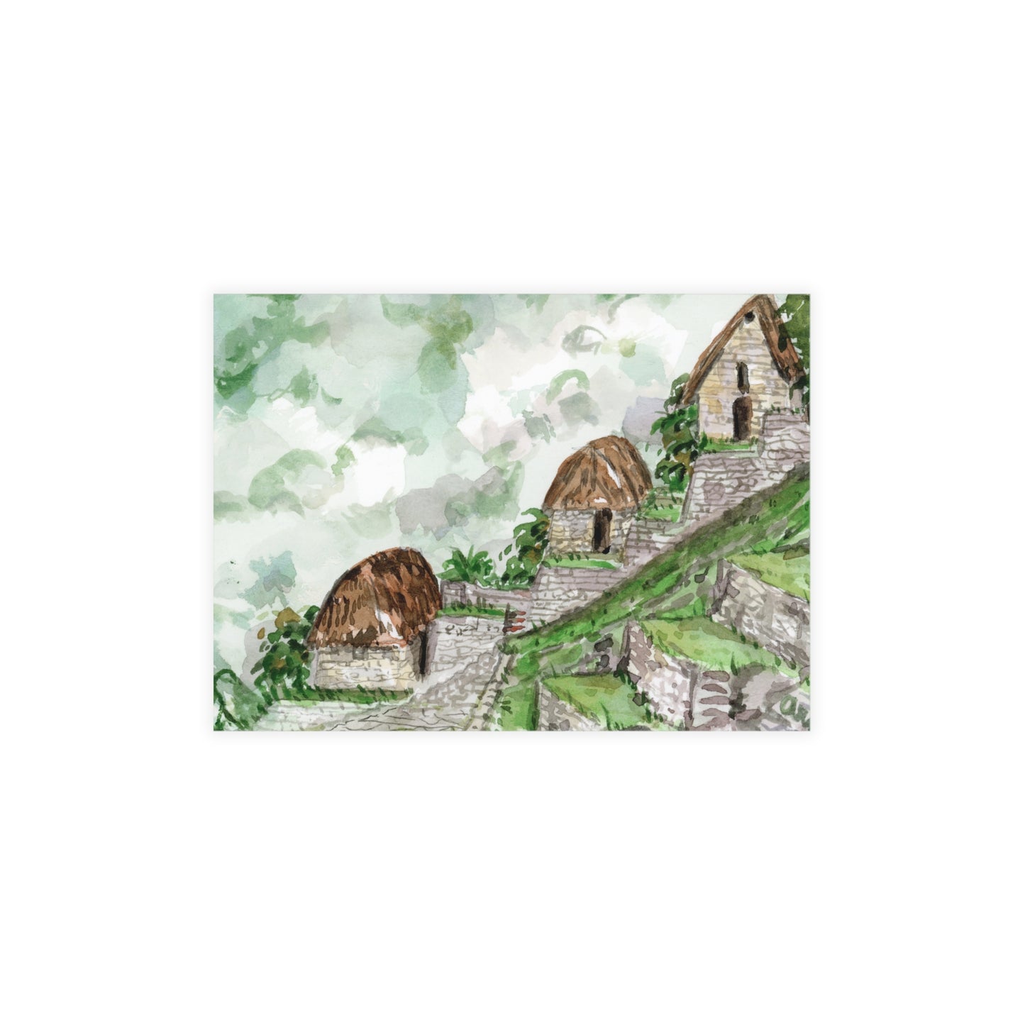 Machu Picchu Watercolor Postcard