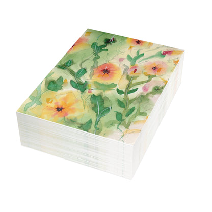 Sunset Flowers Holiday Watercolor Print Postcard