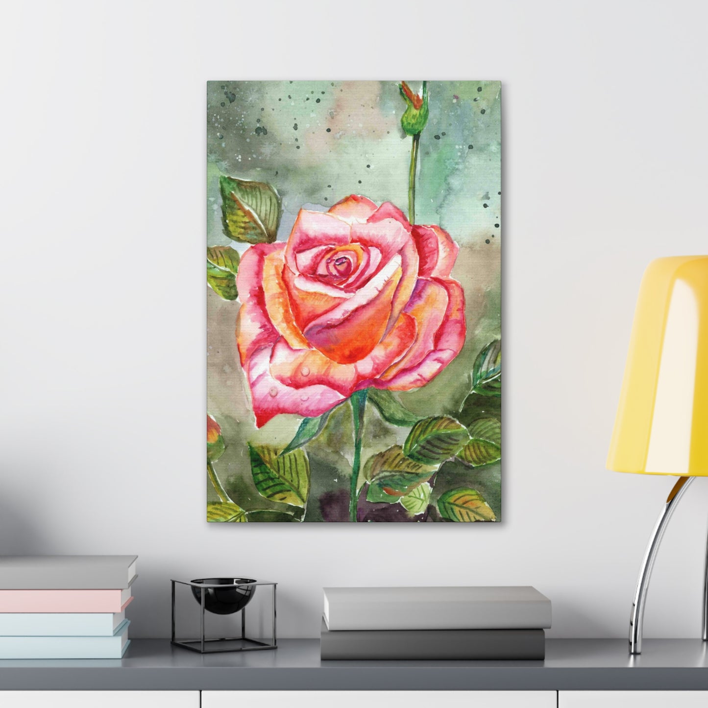 Watercolor Rose Canvas Gallery Wraps