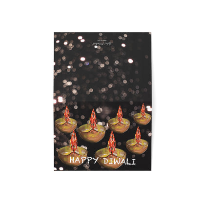 Diwali 7 Diyas Greeting Cards (1, 10, 30, and 50pcs)