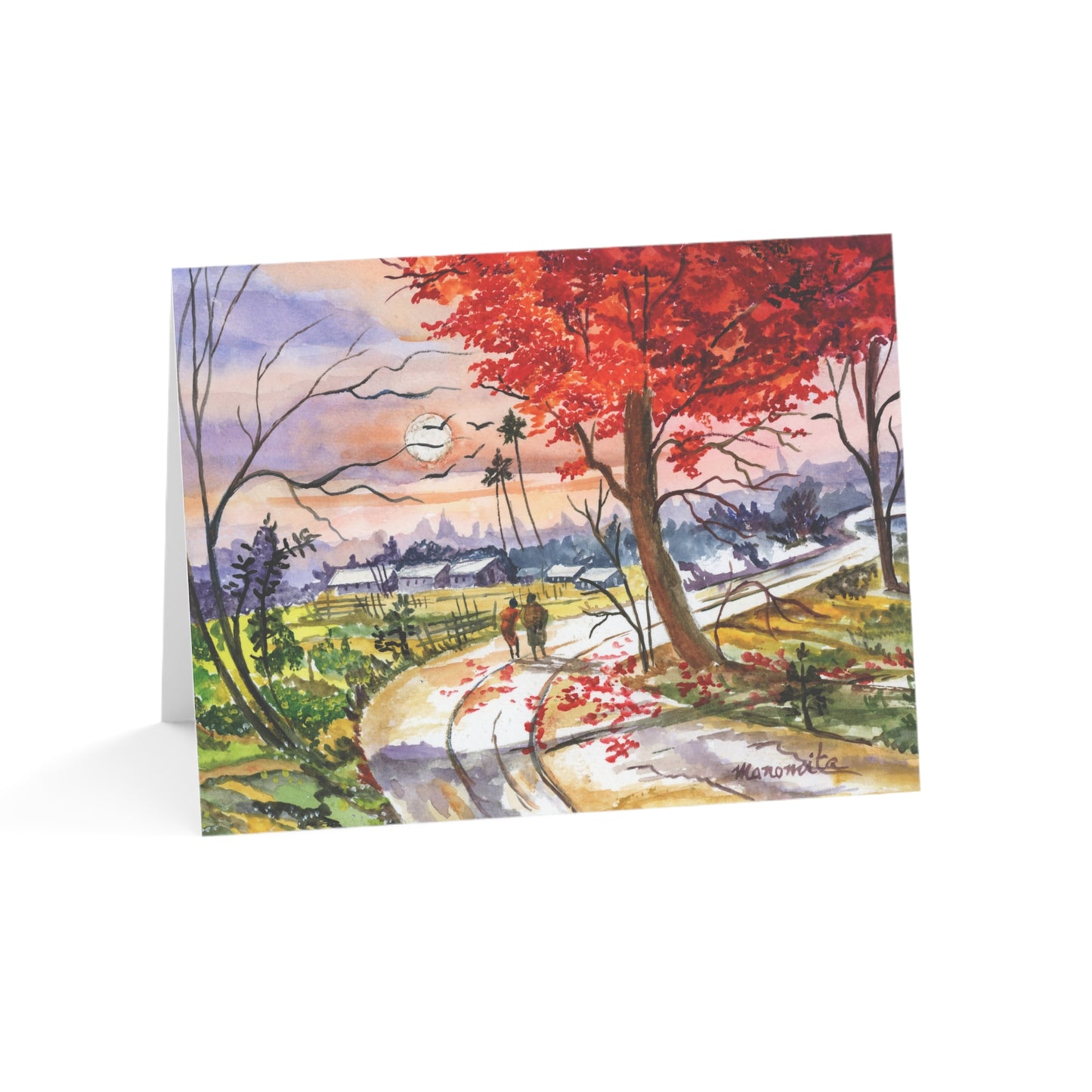 Watercolor Fall Stroll All Occasion Greeting Cards