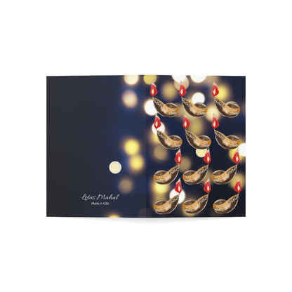 Diwali 12 Diyas & Lights Greeting Cards (1, 10, 30, and 50pcs)