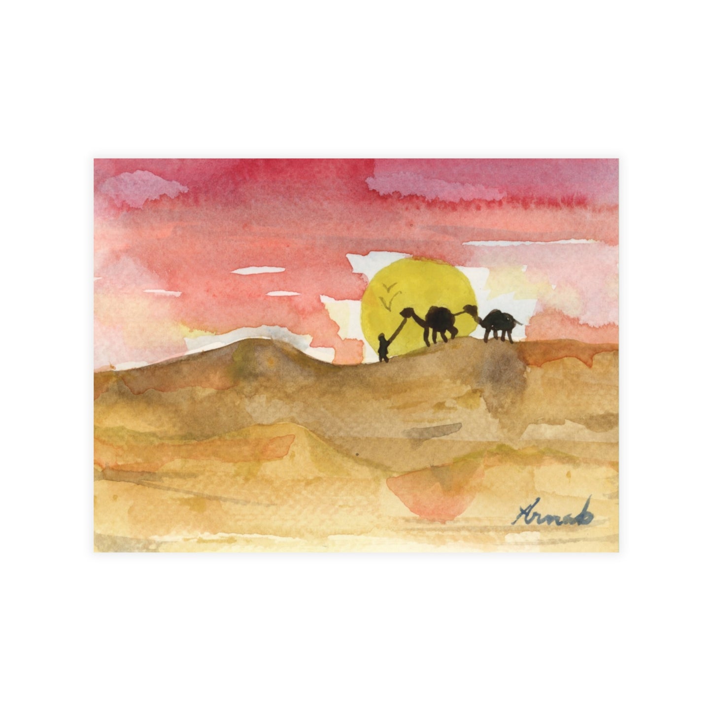 Saharan Sunset Watercolor Print Postcard