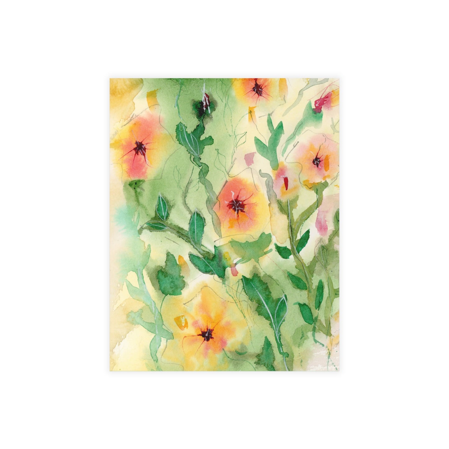 Sunset Flowers Holiday Watercolor Print Postcard