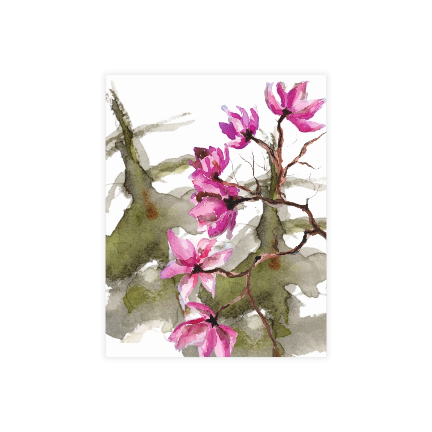 Christmas Blossom Watercolor Postcard