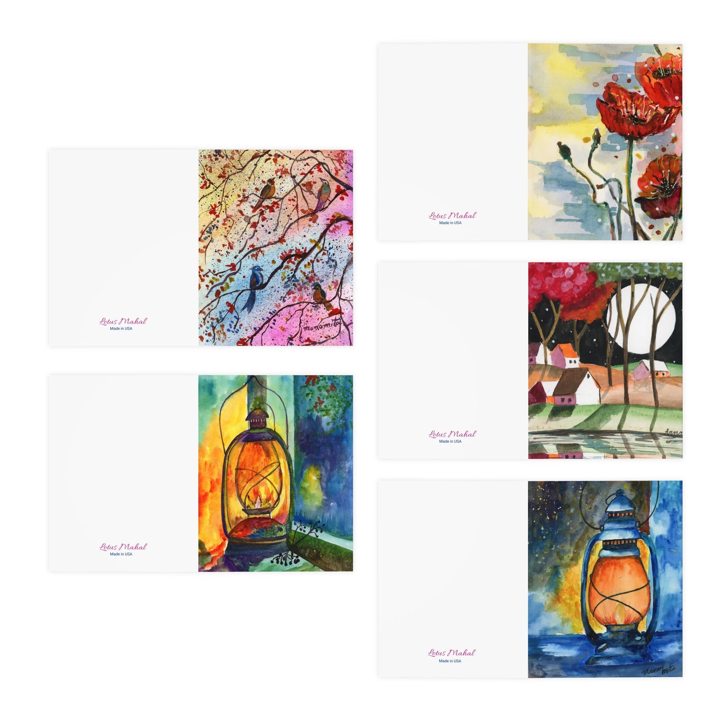 Bonanza Watercolor Greeting Cards  - 5 Design Set