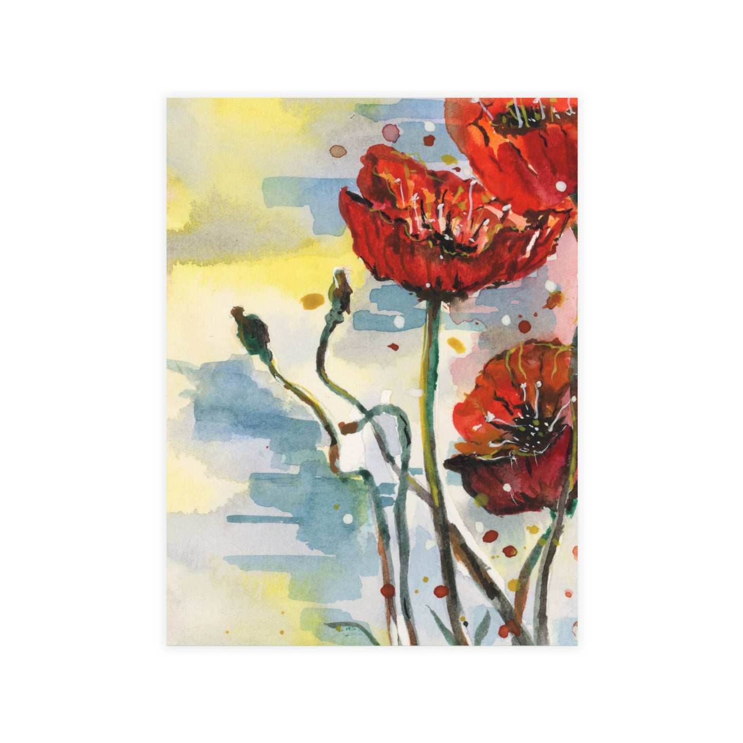 Poppy Love Watercolor Postcard