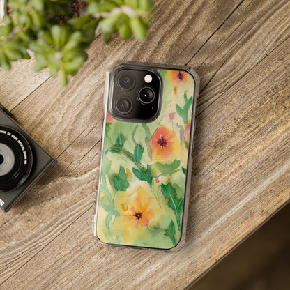 MagSafe® Sunset Flowers Clear Impact Cases (iPhone 16 & others)