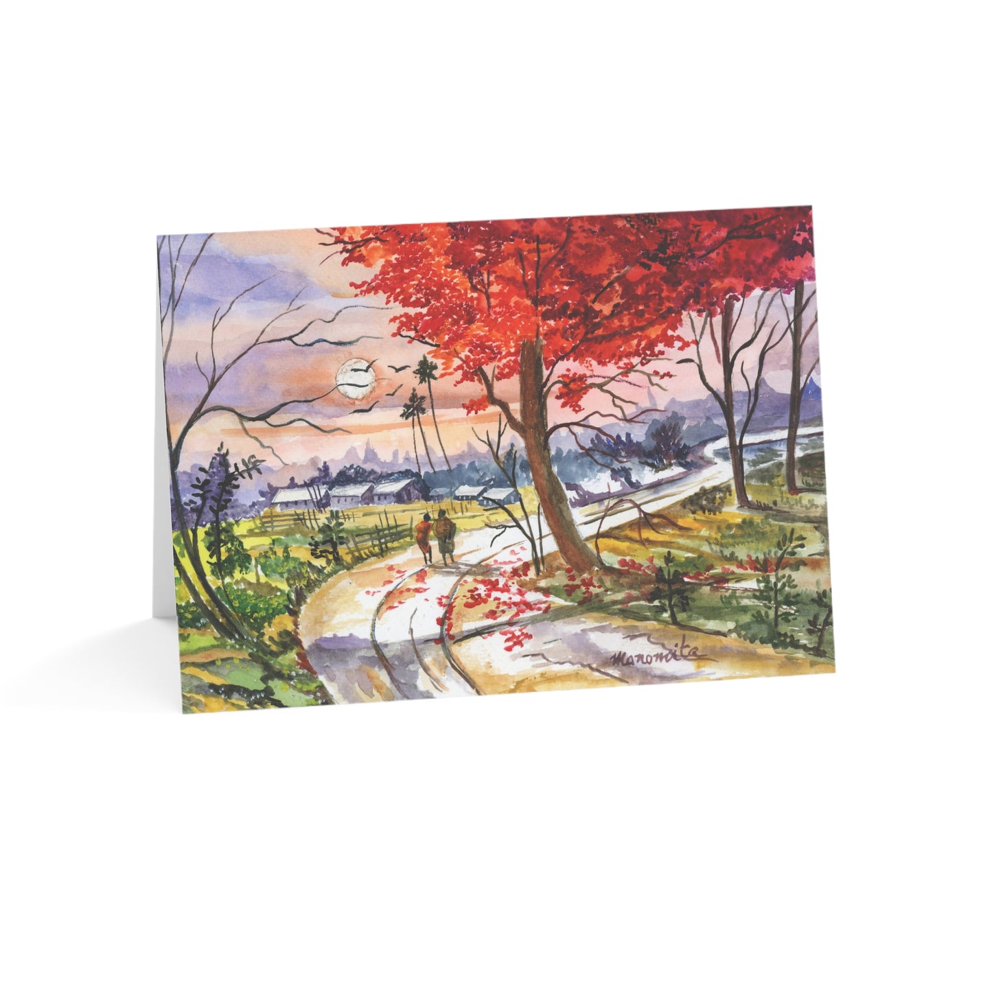 Watercolor Fall Stroll All Occasion Greeting Cards