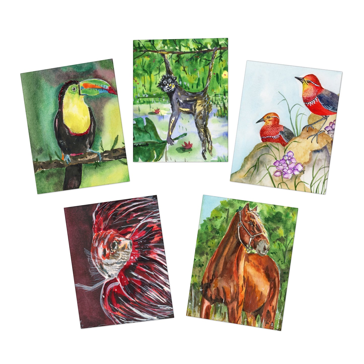 Fun Companion "Assorted Animals" Greeting Cards - 5-Design Set