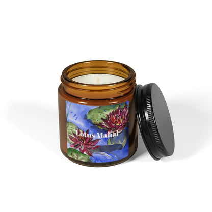 Lotus Mahal Soy Candle in Amber Jar