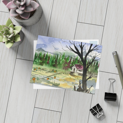 Cabin in the Woods Watercolor Print Postcard