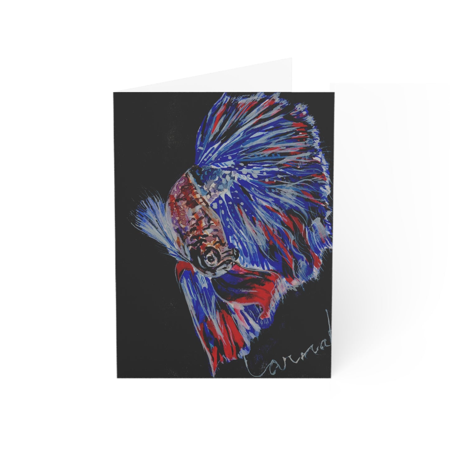 Red White & Blue Beta Fish All Occasion Greeting Cards