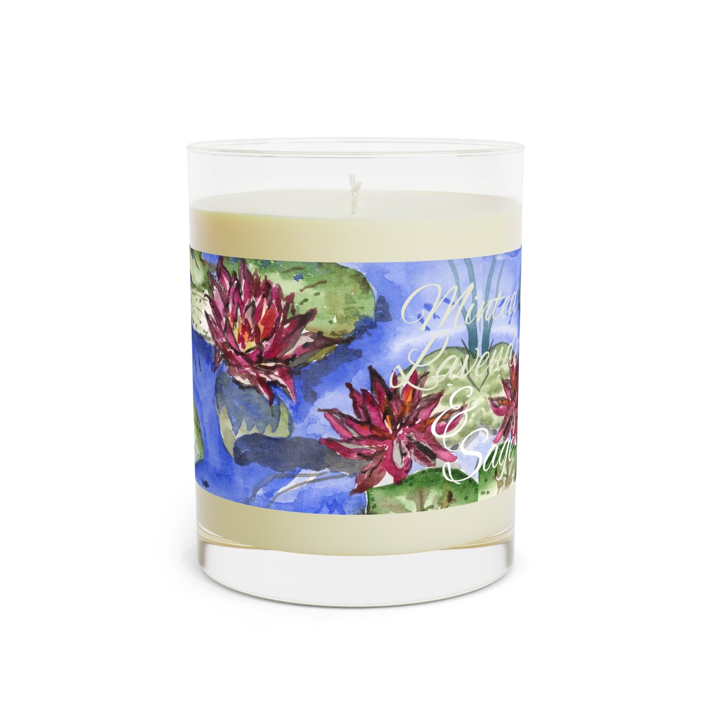 Lotus Mahal Art Soy Wax Glass Candle, 11oz