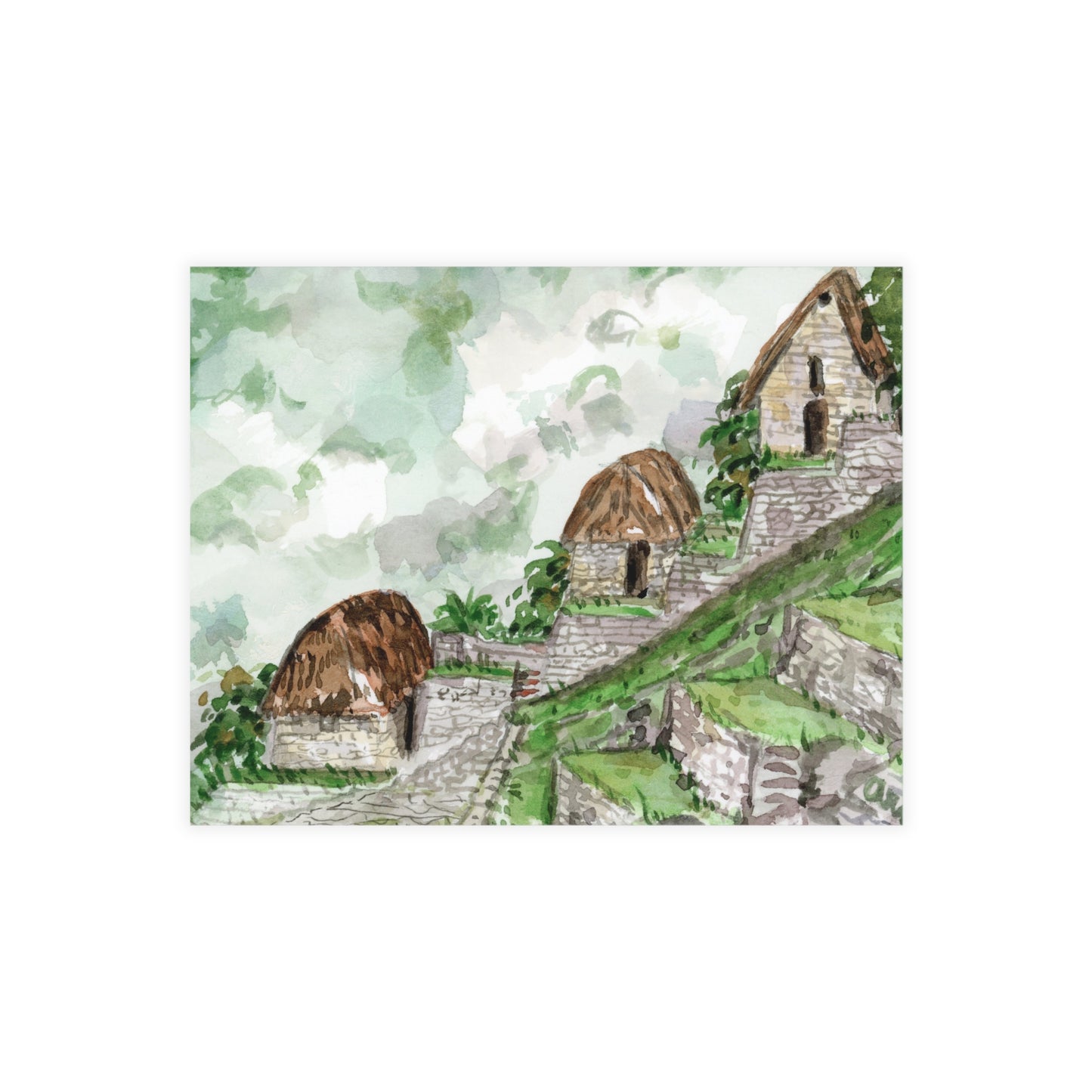 Machu Picchu Watercolor Postcard