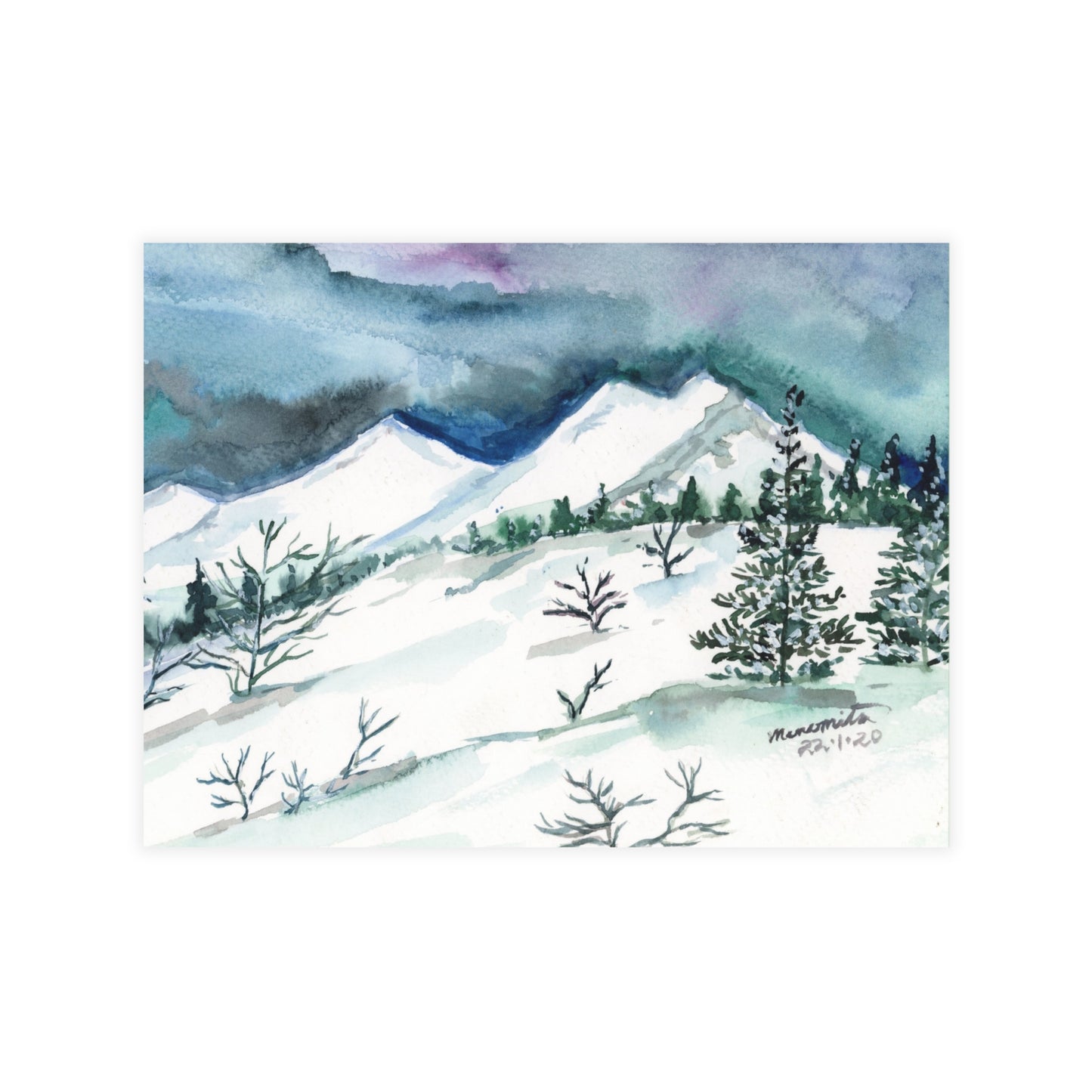 Californian Rockies Watercolor Print Postcard