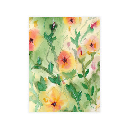 Sunset Flowers Holiday Watercolor Print Postcard