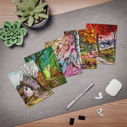 Fall Foliage Watercolor Printed Greeting Cards - 5 Design Set