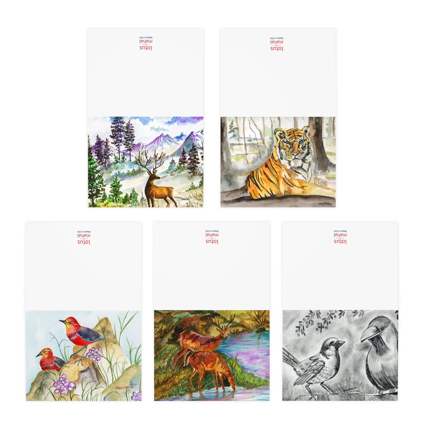 Backyard "Assorted Animals" Greeting Cards - 5-Design Set