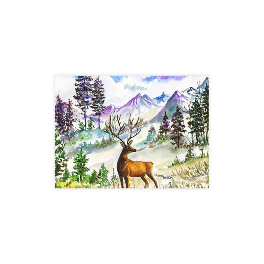 Wild Stag Watercolor Print Postcard