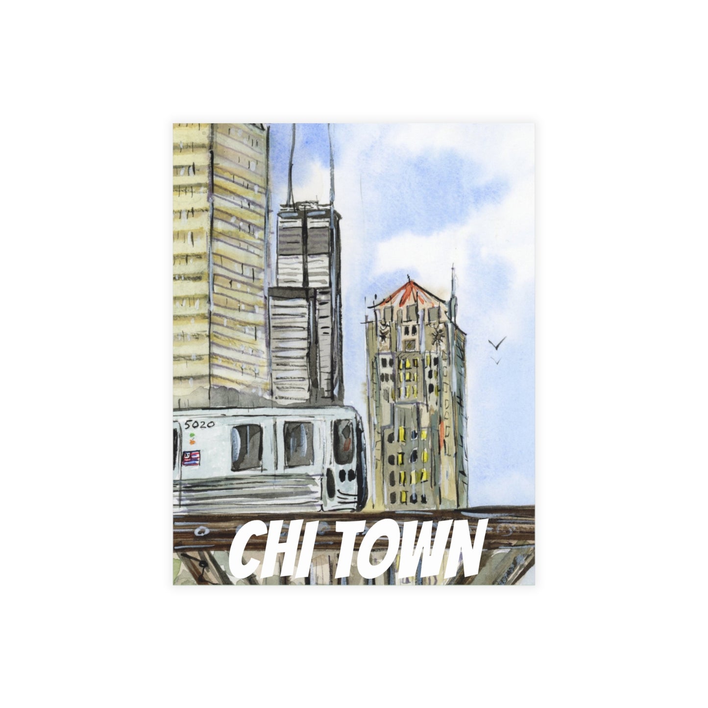 Chi Town Charm Watercolor Print Postcard