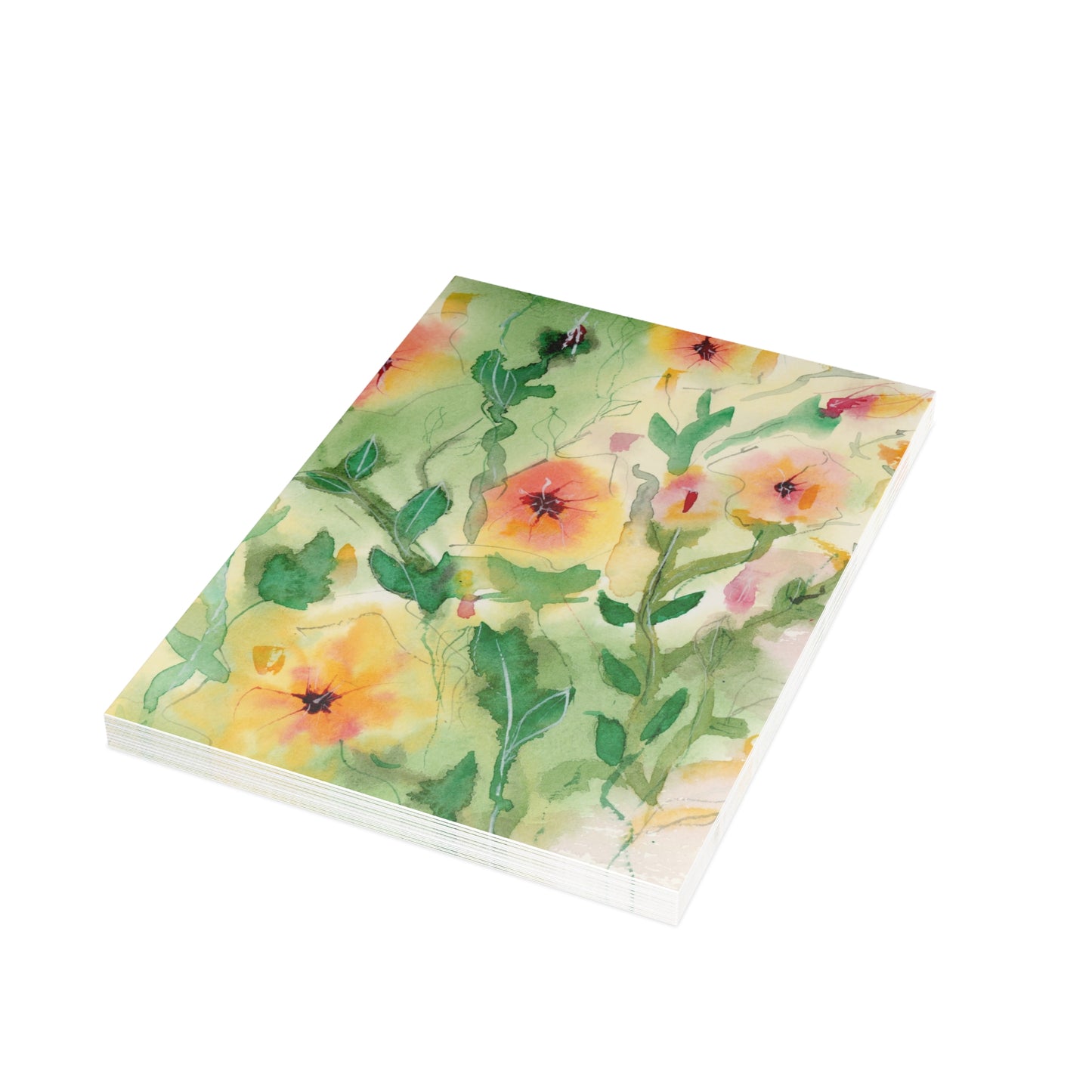 Sunset Flowers Holiday Watercolor Print Postcard