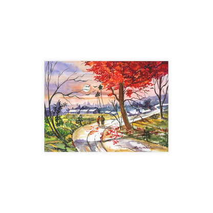 Watercolor Fall Stroll Print Postcard