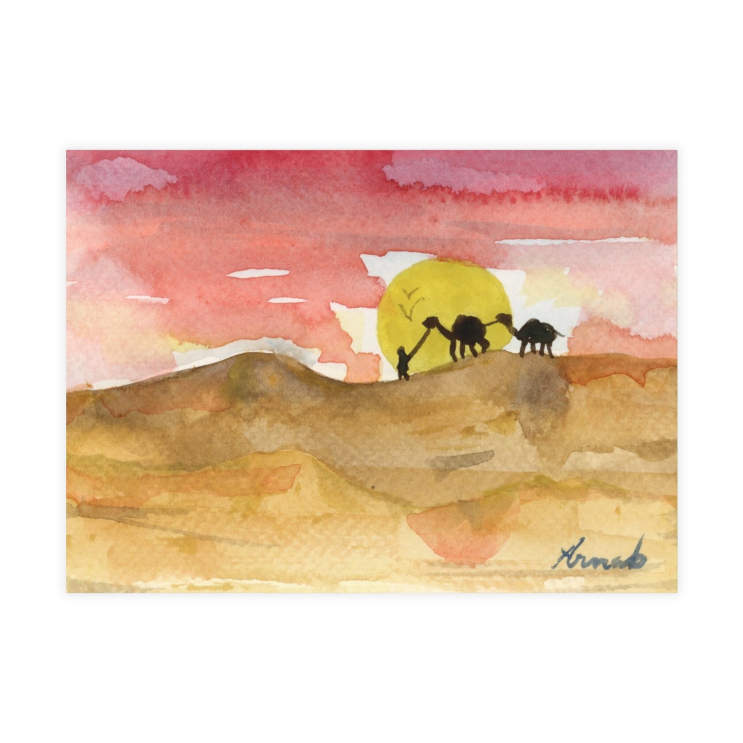 Saharan Sunset Watercolor Print Postcard