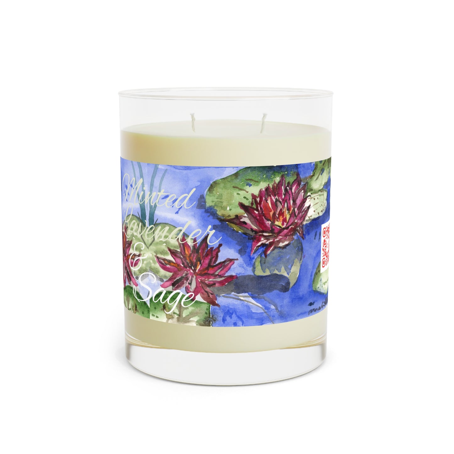 Lotus Mahal Art Soy Wax Glass Candle, 11oz