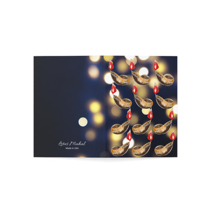 Diwali 12 Diyas & Lights Greeting Cards (1, 10, 30, and 50pcs)