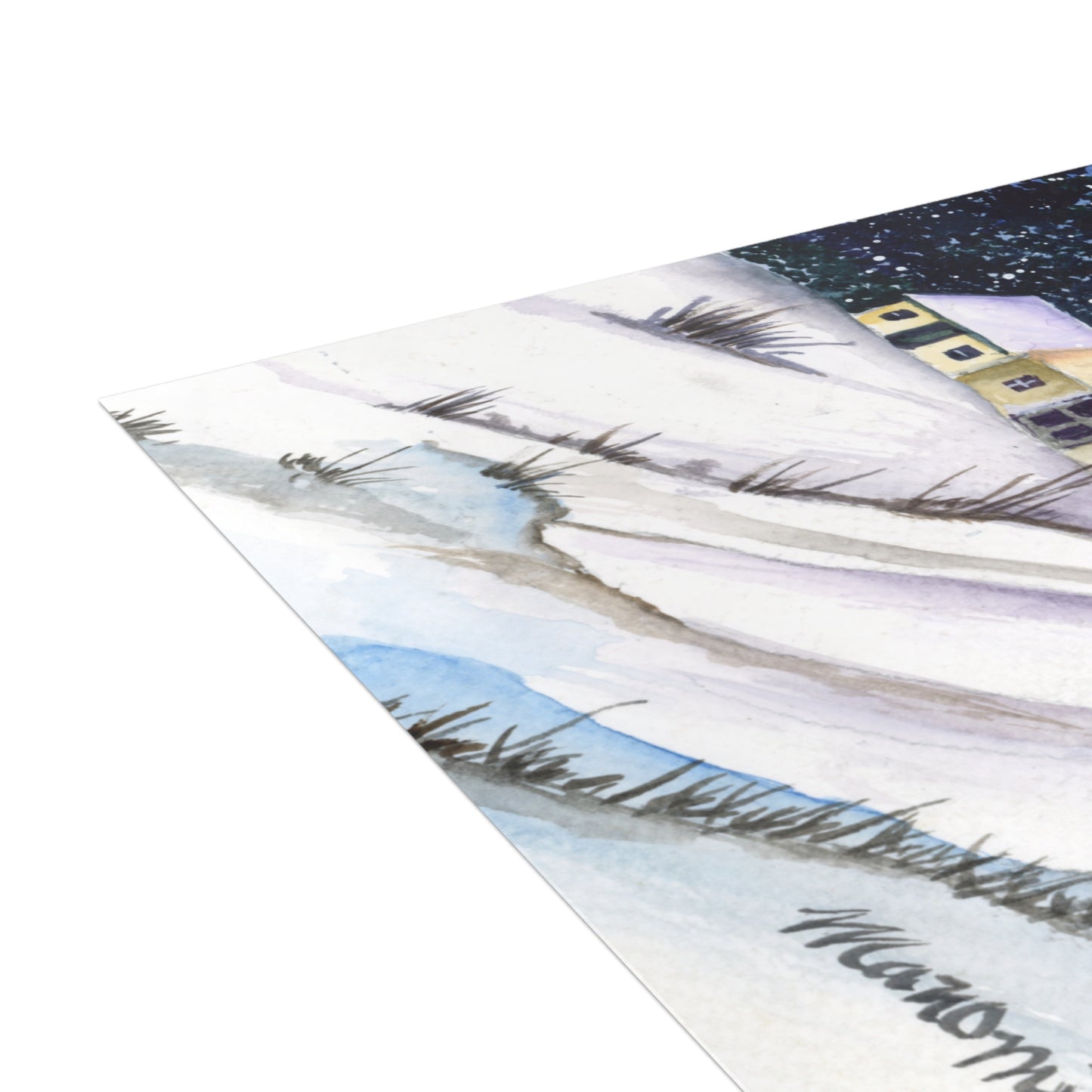 Warm Winter Watercolor Postcard