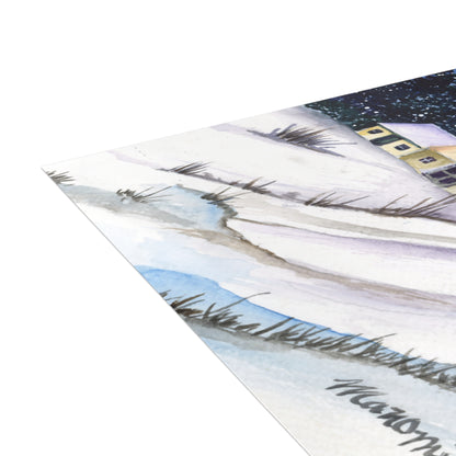 Warm Winter Watercolor Postcard