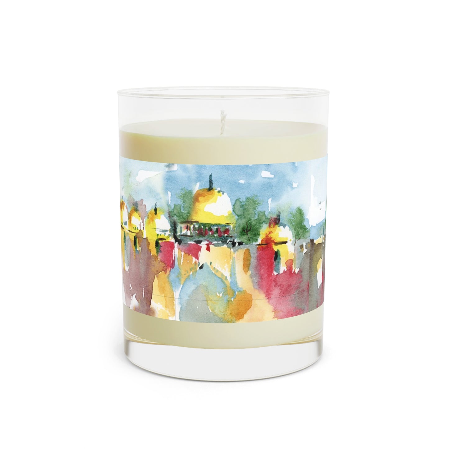 Lotus Mahal Art Soy Wax Glass Candle, 11oz