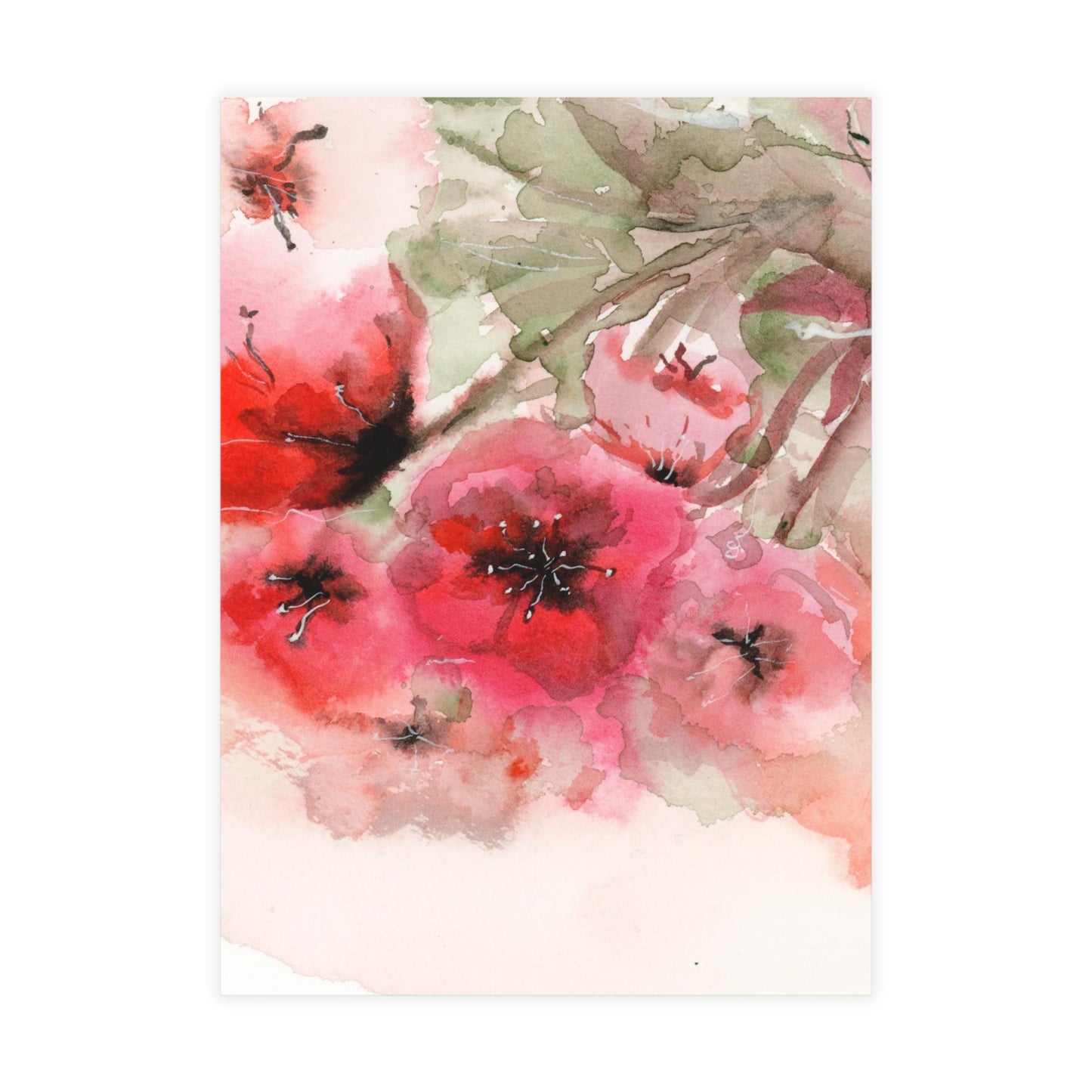 Evening Flowers Holiday Watercolor Print Postcard