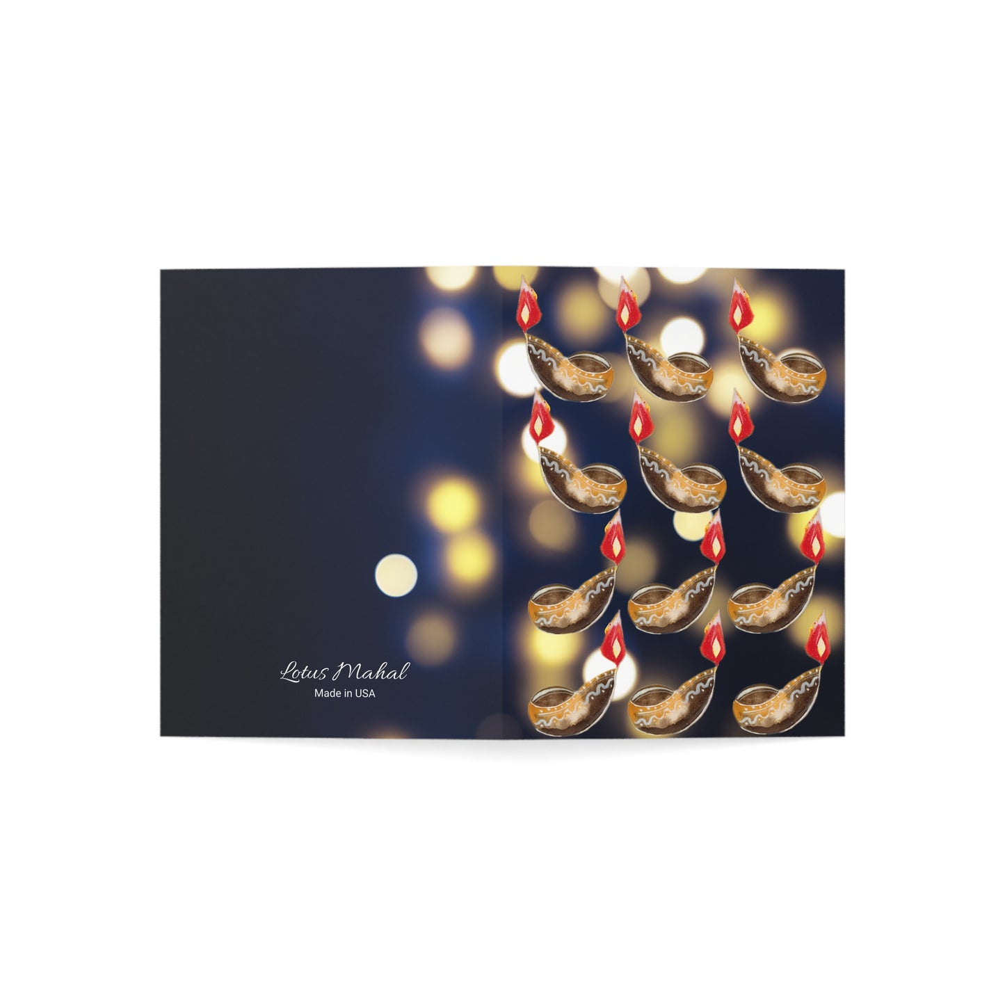 Diwali 12 Diyas & Lights Greeting Cards (1, 10, 30, and 50pcs)