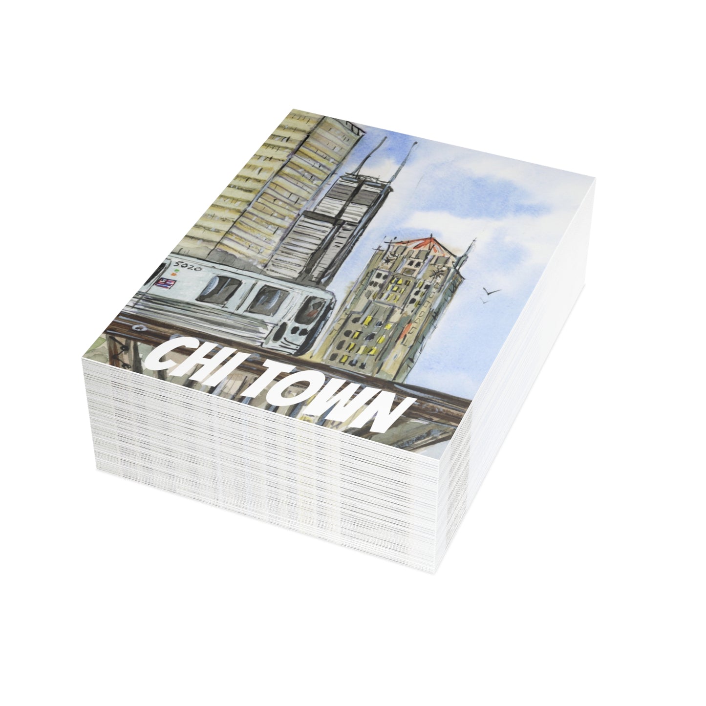 Chi Town Charm Watercolor Print Postcard