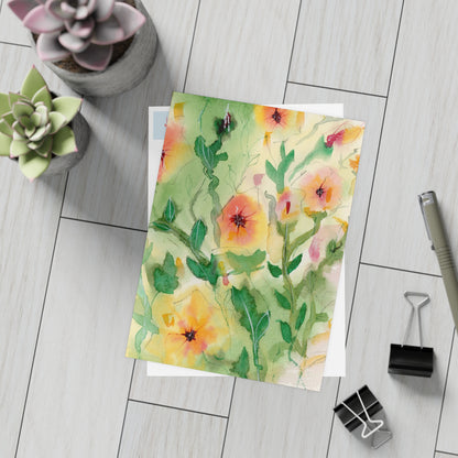 Sunset Flowers Holiday Watercolor Print Postcard