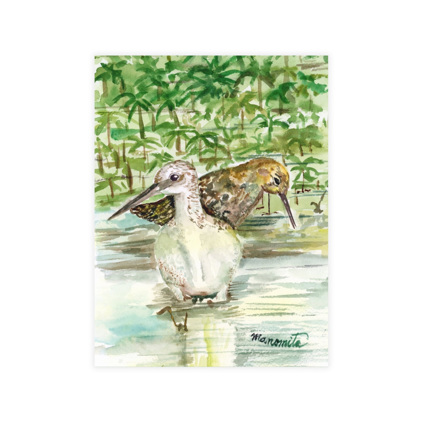 Feathered Friends Watercolor Print Postcard