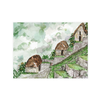 Machu Picchu Watercolor Postcard