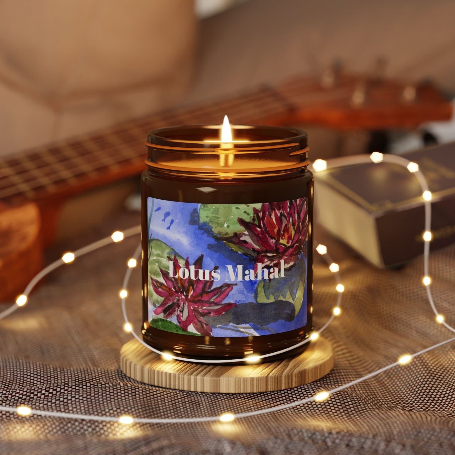 Lotus Mahal Soy Candle in Amber Jar