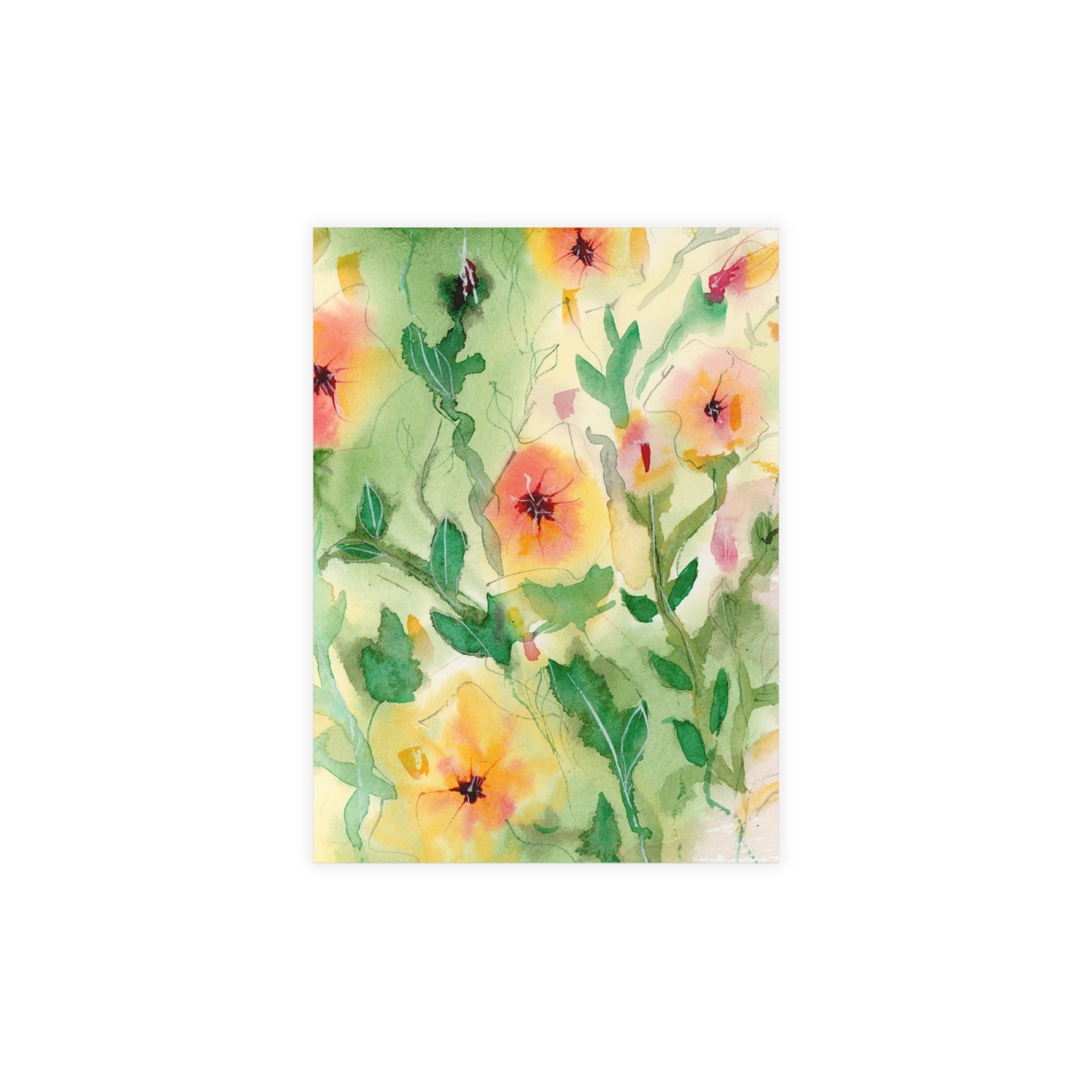 Sunset Flowers Holiday Watercolor Print Postcard