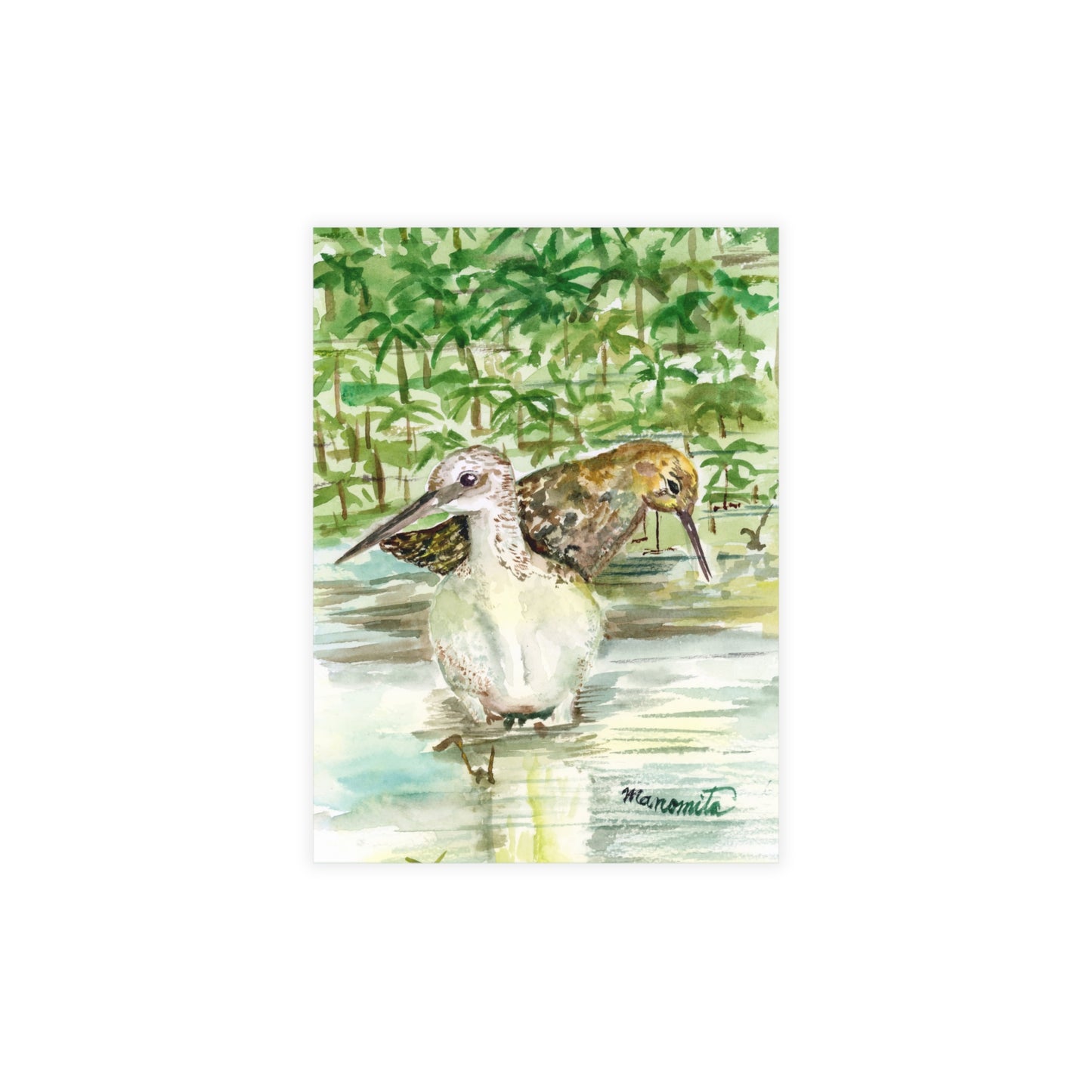 Feathered Friends Watercolor Print Postcard