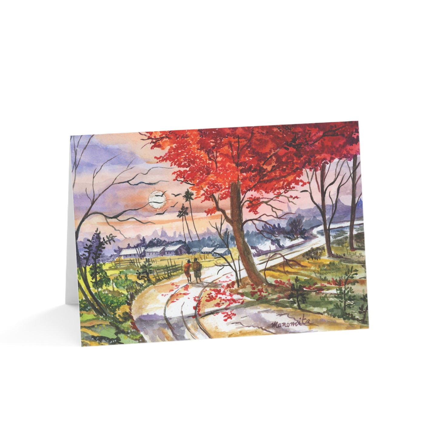 Watercolor Fall Stroll All Occasion Greeting Cards