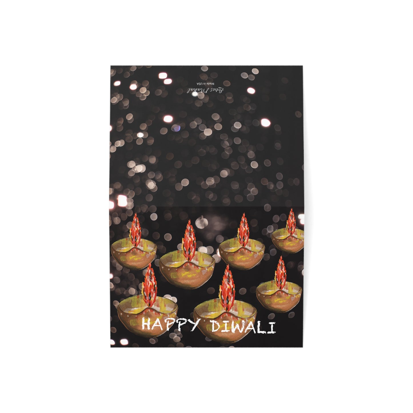 Diwali 7 Diyas Greeting Cards (1, 10, 30, and 50pcs)